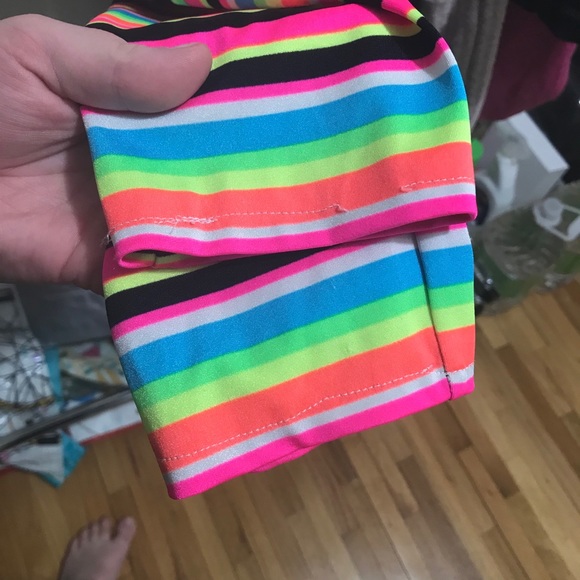 K-DEER rainbow neon striped leggings punk rock - Picture 5 of 16